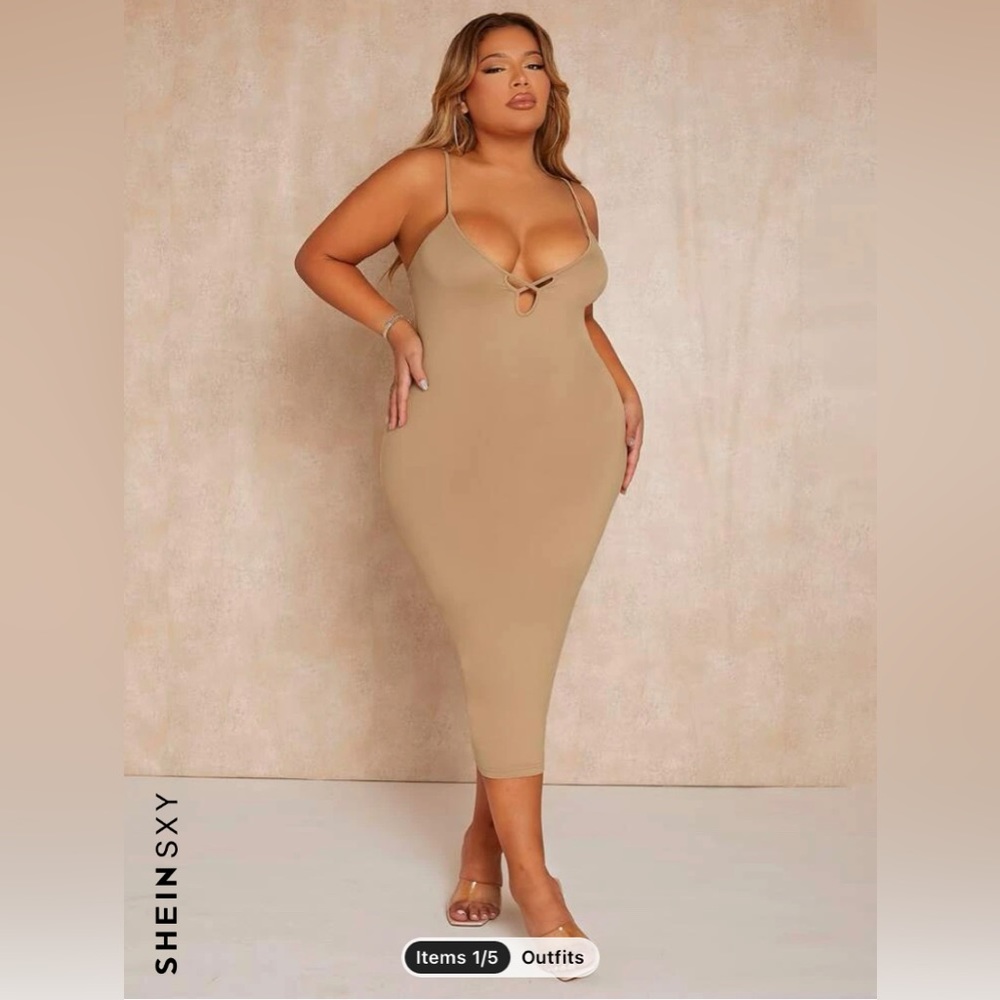 SHEIN SXY Plus Crisscross Front Cami Dress